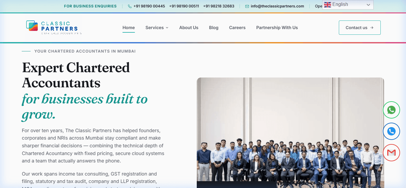 The Classic Partners - Chartered Accountants & Tax Advisory desktop preview
